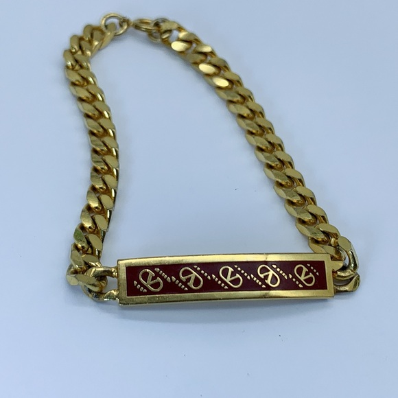 Vintage Valentino Garavani Gold-plated V-Logo Curb Chain Bracelet - Picture 3 of 12